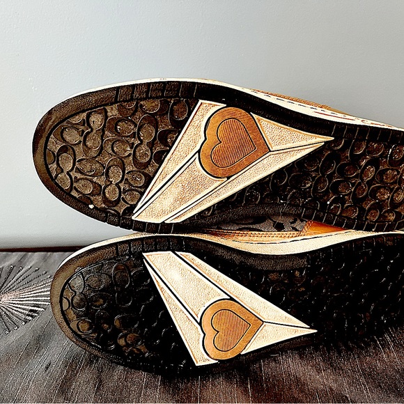 Coach Brand Norra Gold Color with tan & beige Hightop Sneakers Size women’s 10 - Picture 5 of 5